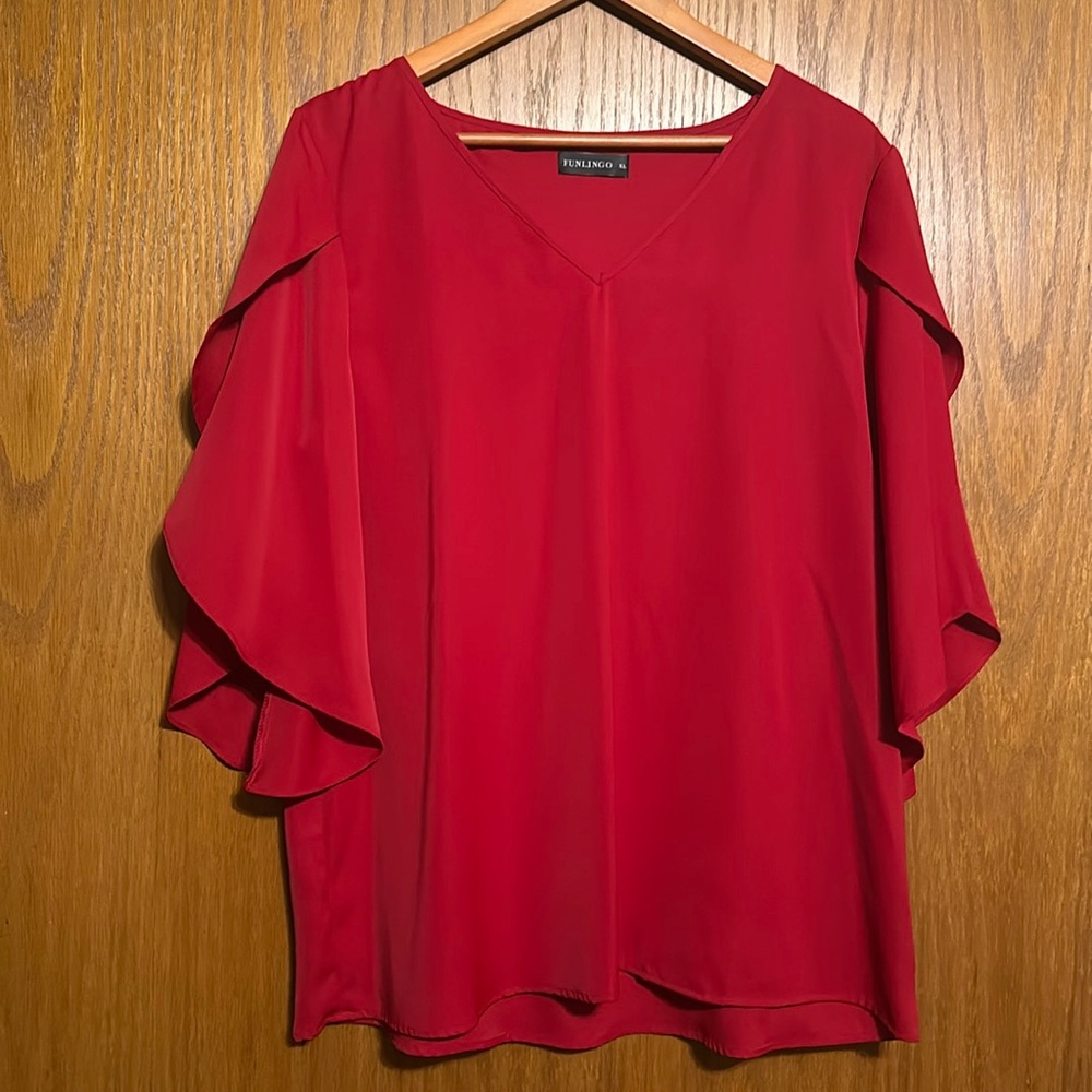 Red silky Blouse